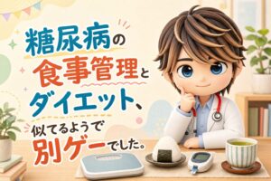 アイキャッチ：糖尿病の食事管理とダイエット、似てるようで別ゲーでした。
