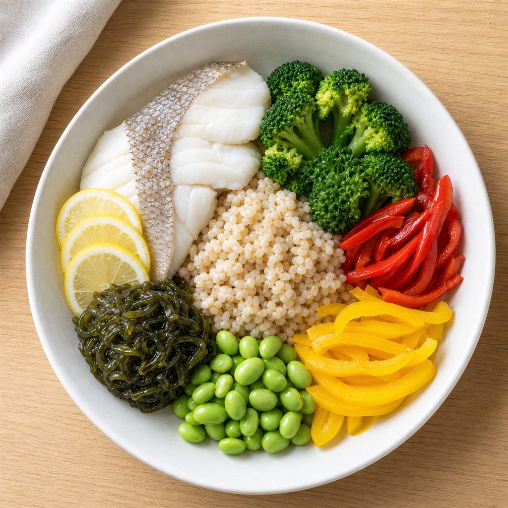 【低脂肪】脂肪肝改善・蒸し鯛と緑黄色野菜